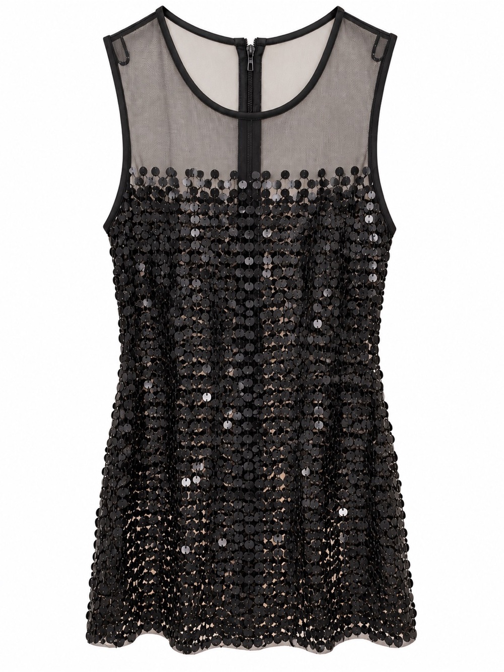 Black Sequin Mesh Sleeveless Top Approx. Size Small